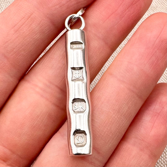 Vintage silver ingot pendant, hallmarked Birmingham 1978