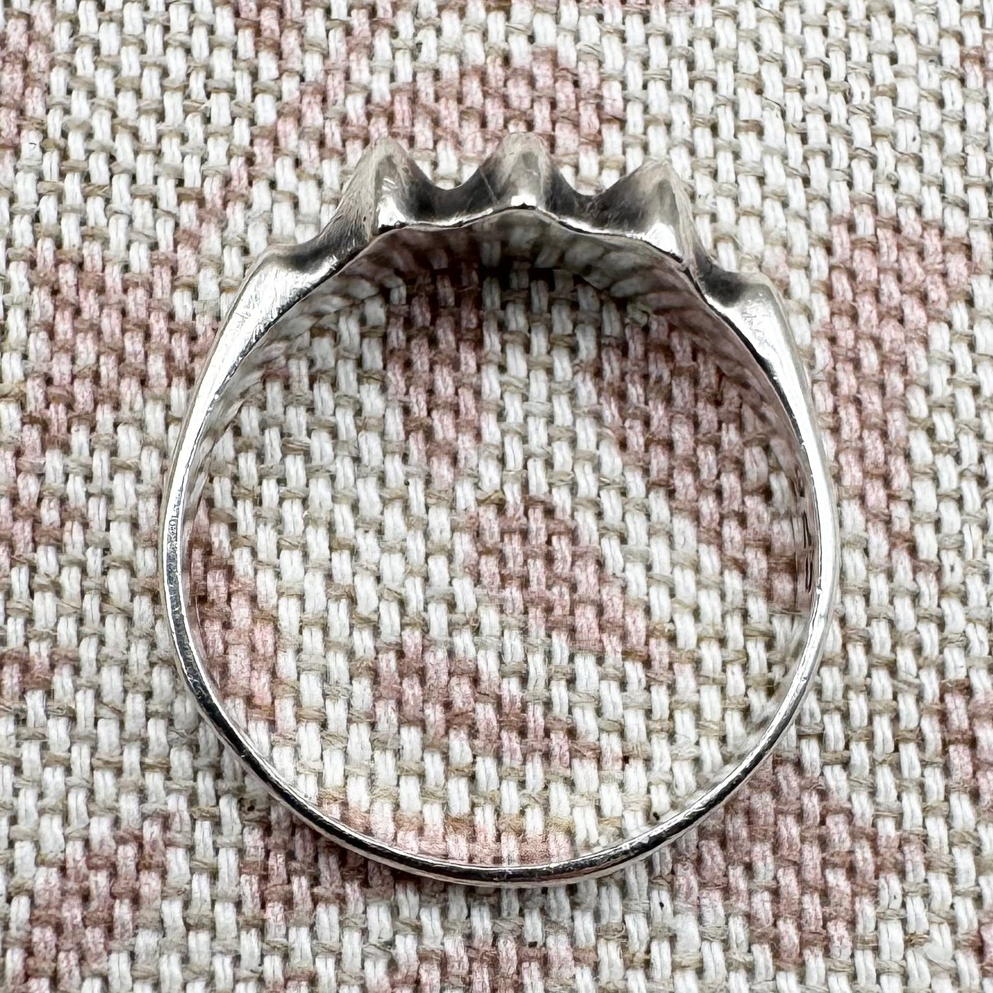 Vintage silver ridge-front ring, size P (US 7.5)
