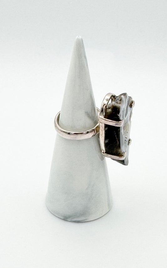Agate geode ring, size M/6
