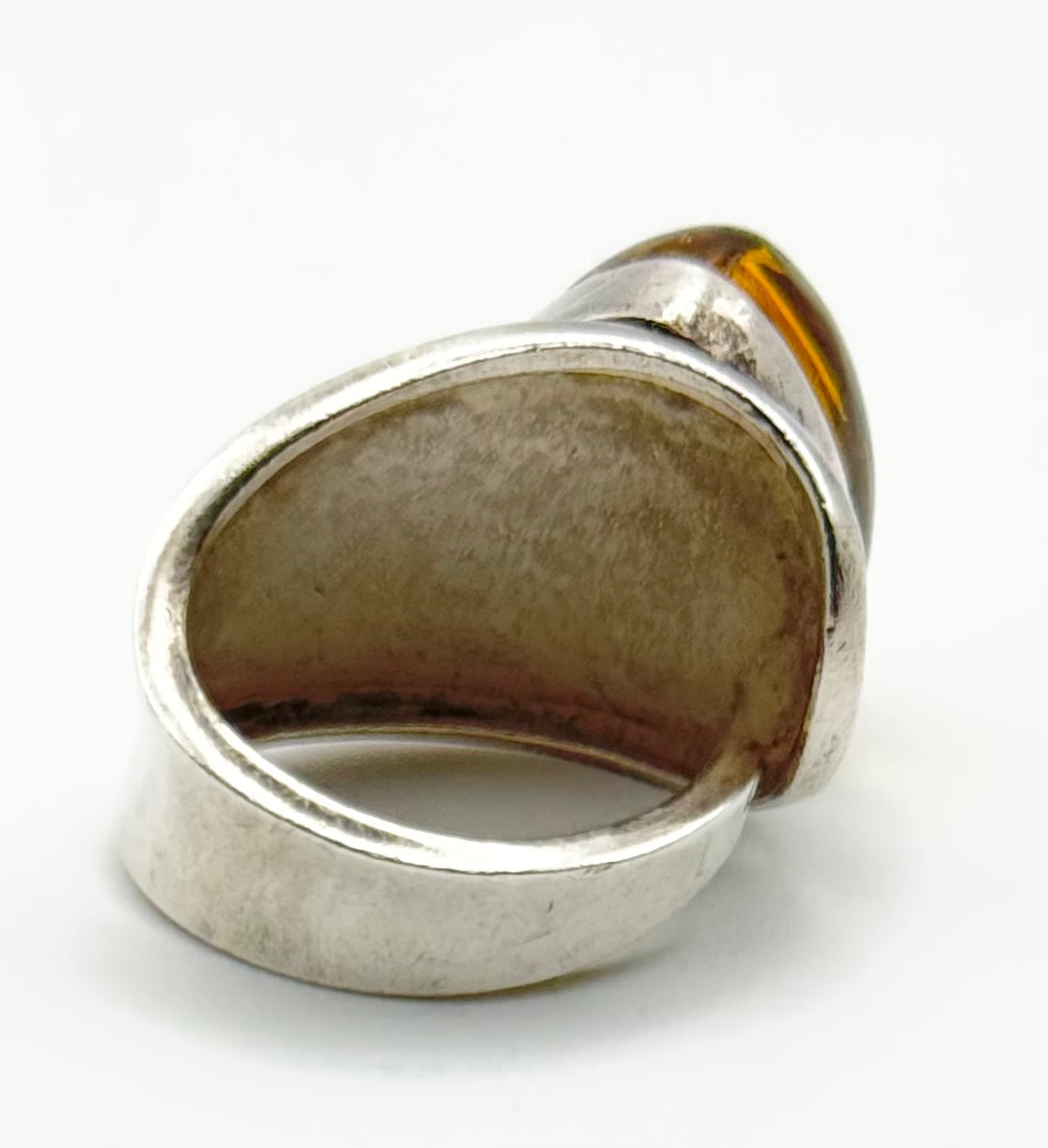 Chunky and adjustable amber ring, size L/5.5