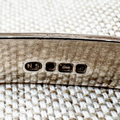 Silver banded agate bangle, hallmarked Sheffield 1978