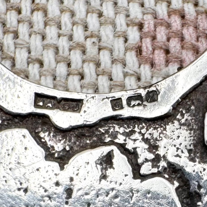 Handmade silver pendant with flying geese and turquoise – Birmingham 1986