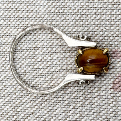 Spinner ring with carnelian and tiger eye, size S/9