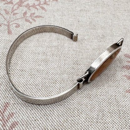 Silver banded agate bangle, hallmarked Sheffield 1978