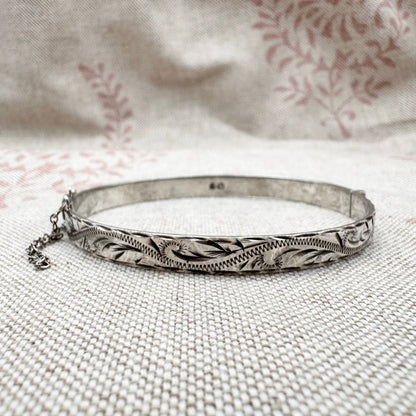 Silver hinged bangle, hallmarked Birmingham 1990