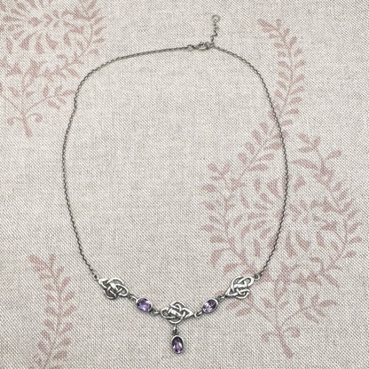 Silver Kit Heath Celtic knot necklace with amethyst