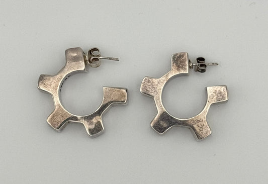 Mexican silver cog earrings, London 1990