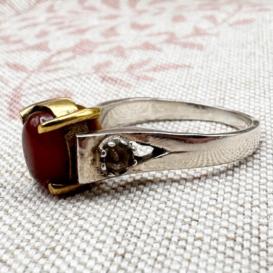 Spinner ring with carnelian and tiger eye, size S/9