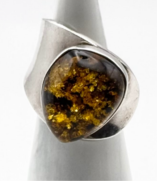 Chunky and adjustable amber ring, size L/5.5