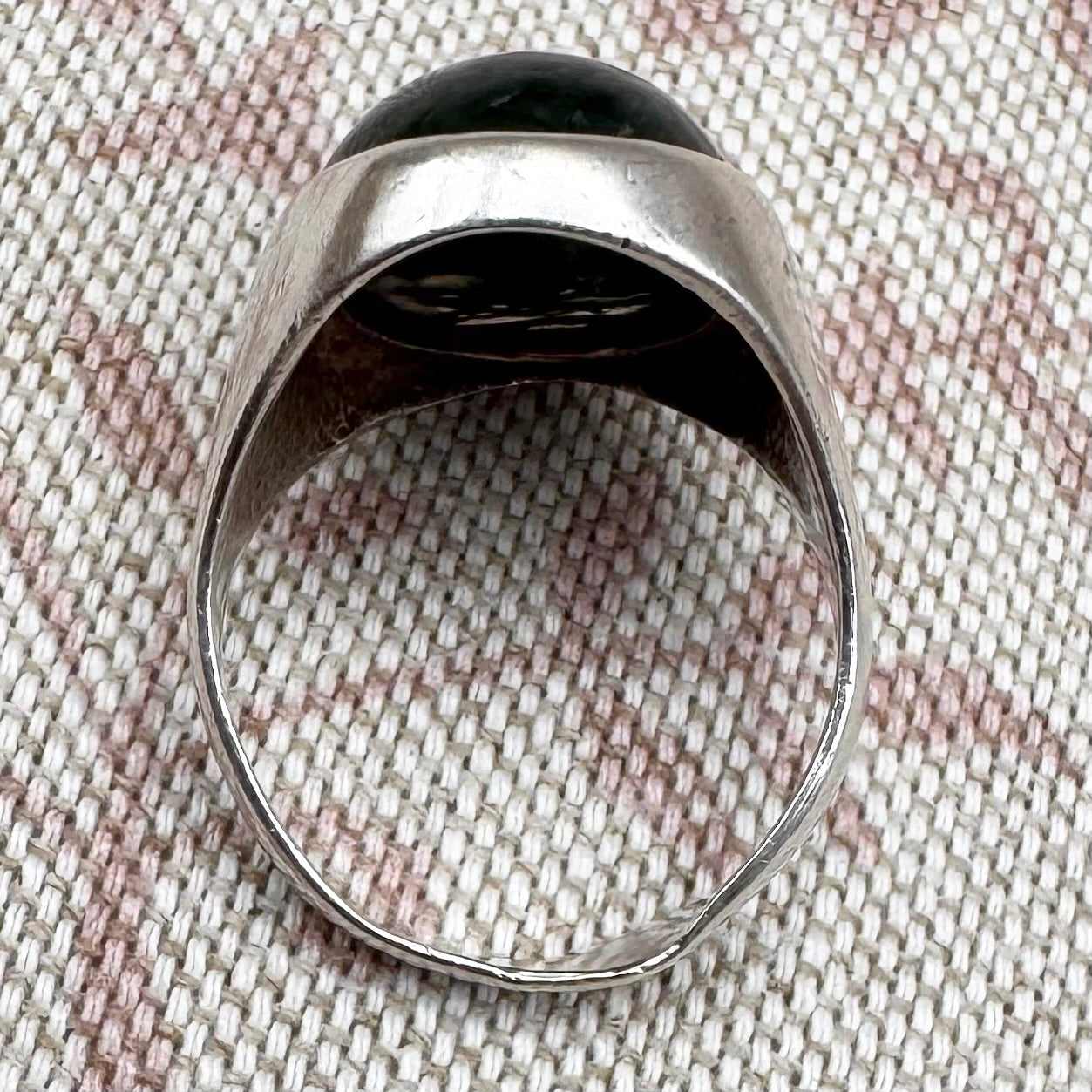 Moss agate ring, Sheffield 1976, size O/7