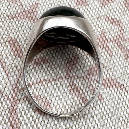 Moss agate ring, Sheffield 1976, size O/7