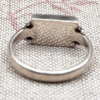 Silver & turquoise rectangular ring, size O/7