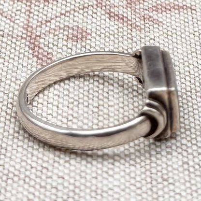 Silver & turquoise rectangular ring, size O/7