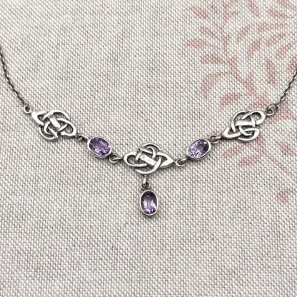 Silver Kit Heath Celtic knot necklace with amethyst