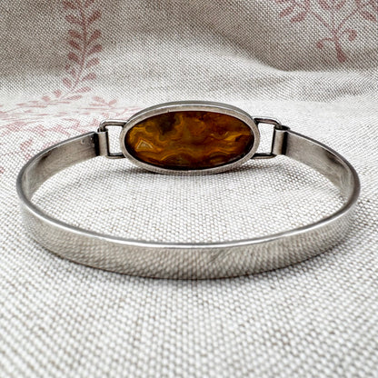 Silver banded agate bangle, hallmarked Sheffield 1978