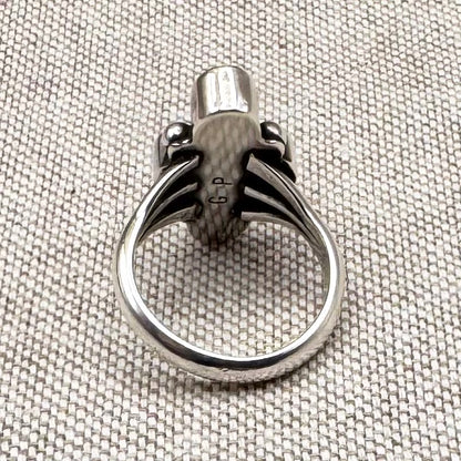 Boho turquoise & coral ring, size L.5/6