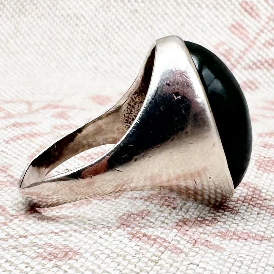 Moss agate ring, Sheffield 1976, size O/7