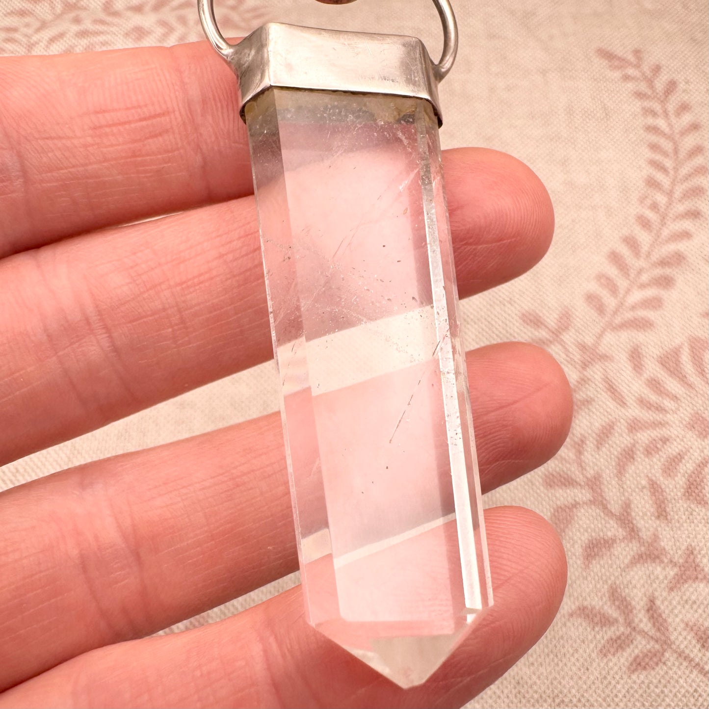 Silver pendant with clear quartz and amethyst