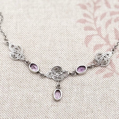 Silver Kit Heath Celtic knot necklace with amethyst