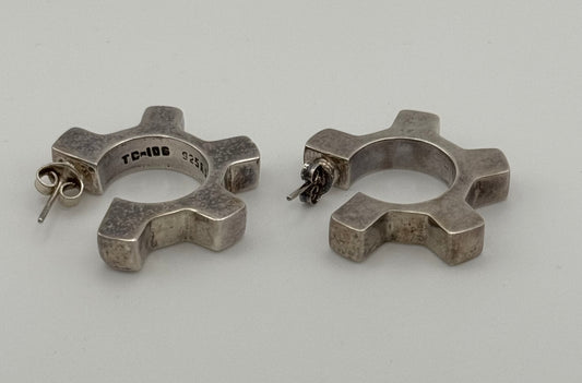 Mexican silver cog earrings, London 1990