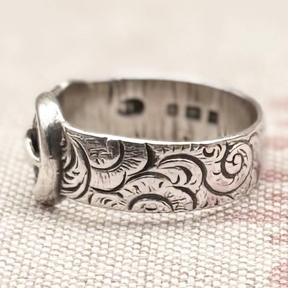 Antique Edwardian buckle ring – hallmarked Birmingham 1906, size T/9.5