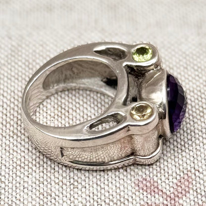 Chunky multi-stone ring, size O/7