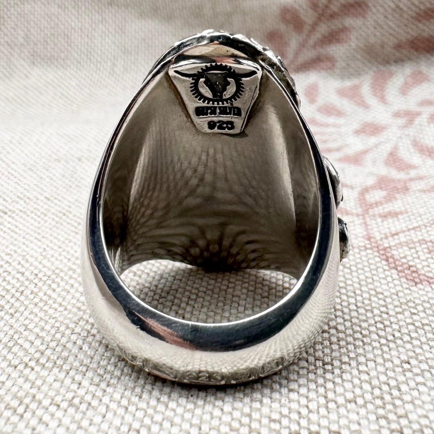 Black onyx snake ring in sterling silver by 'Gypsy Silver', size O (US 7), hallmarked London 2022