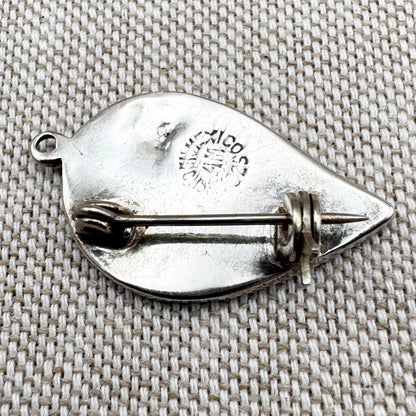 Mexican sterling silver abalone leaf brooch or pendant