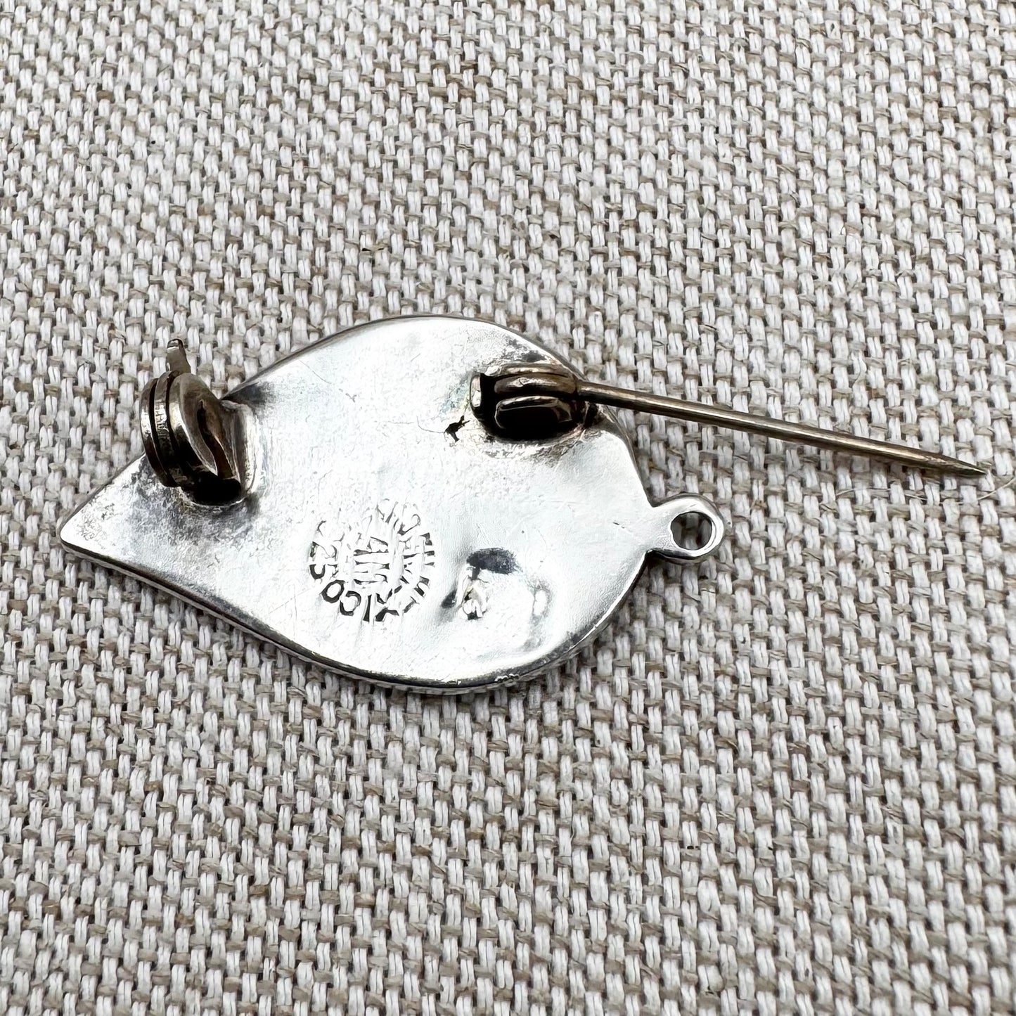 Mexican sterling silver abalone leaf brooch or pendant