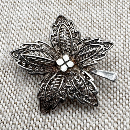 Mid-Century sterling silver foliate brooch (Sterling Foreign)