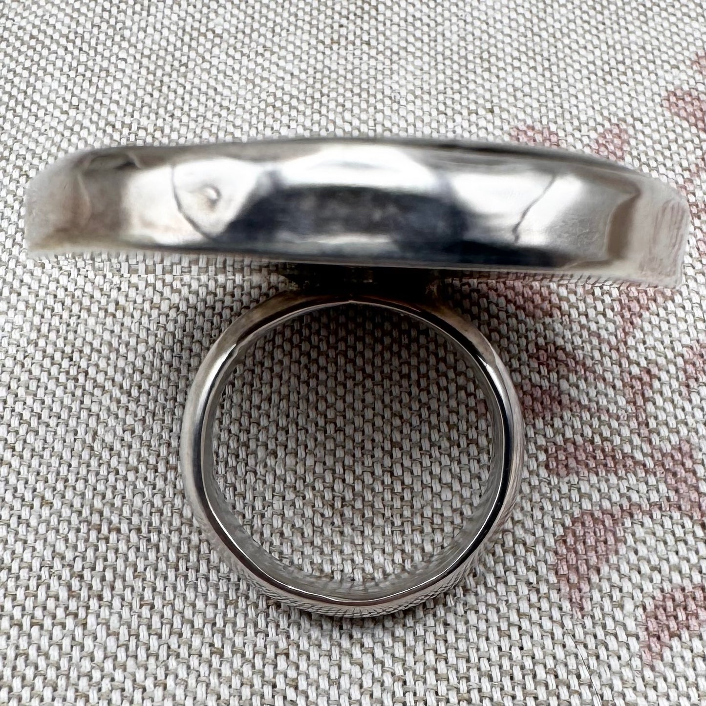 Pyrite and calcite ring silver ring by 'Bauble and Hoop', hallmarked London 2023, size T (US 9.5)
