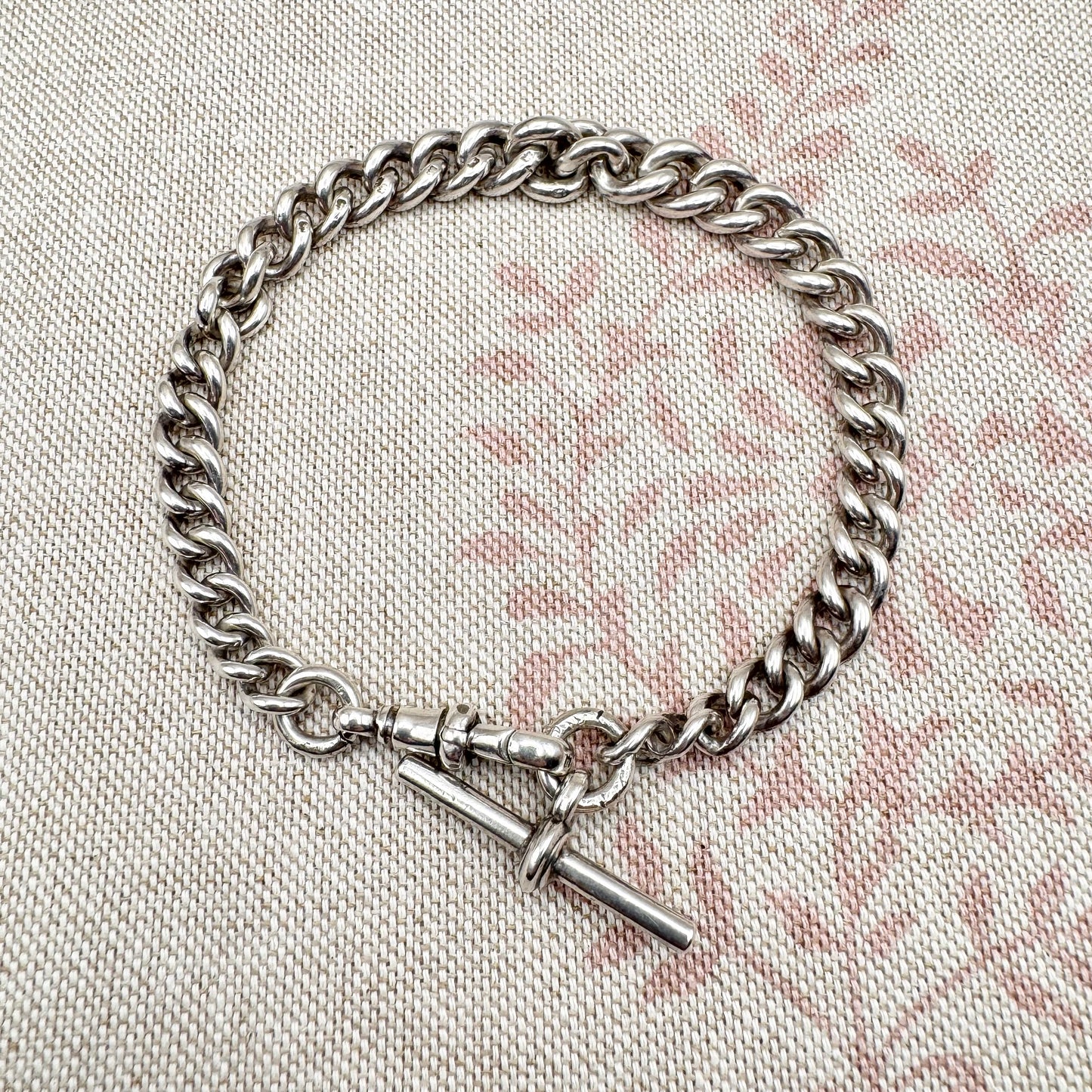 Antique sterling silver curb bracelet, hallmarked Birmingham 1919
