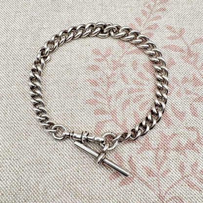 Antique sterling silver curb bracelet, hallmarked Birmingham 1919
