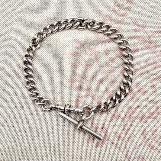 Antique sterling silver curb bracelet, hallmarked Birmingham 1919