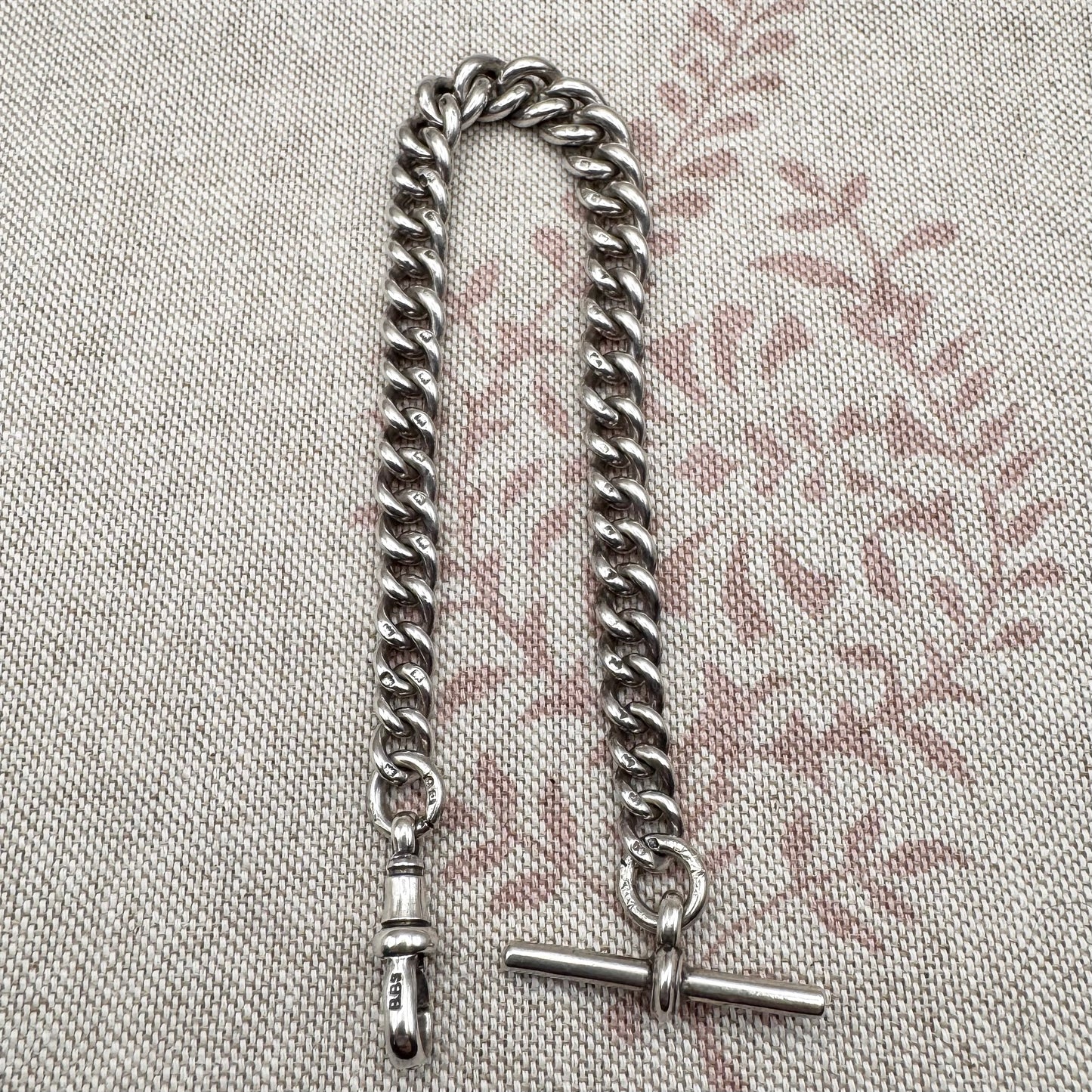 Antique sterling silver curb bracelet, hallmarked Birmingham 1919