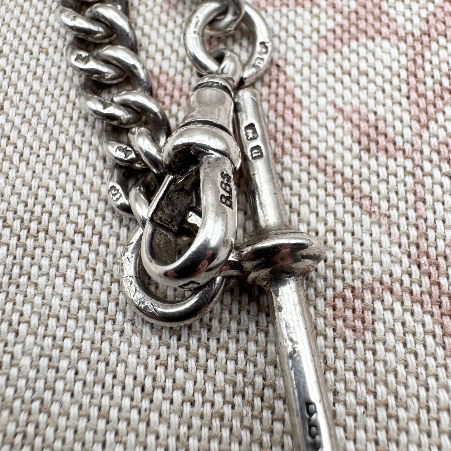 Antique sterling silver curb bracelet, hallmarked Birmingham 1919