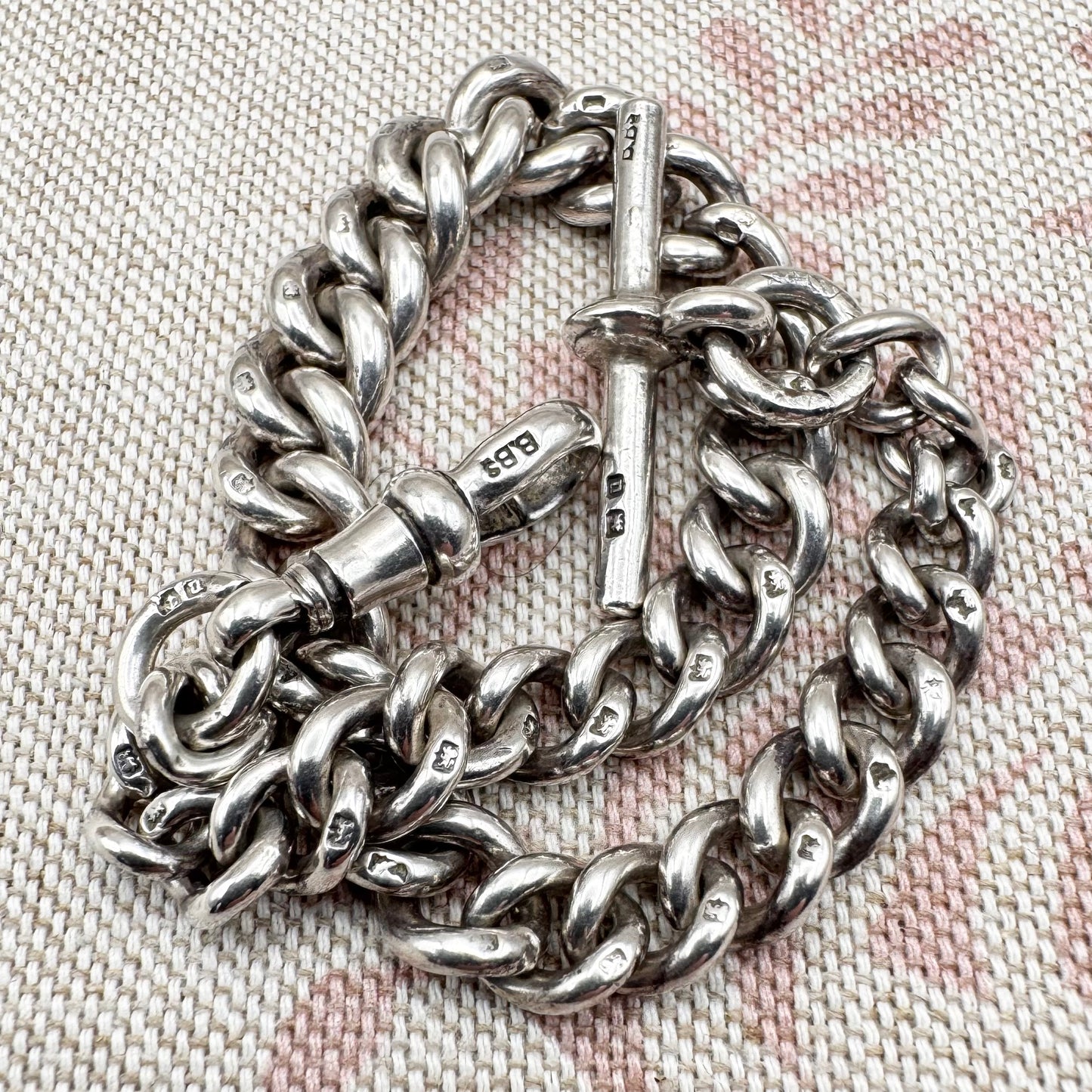 Antique sterling silver curb bracelet, hallmarked Birmingham 1919
