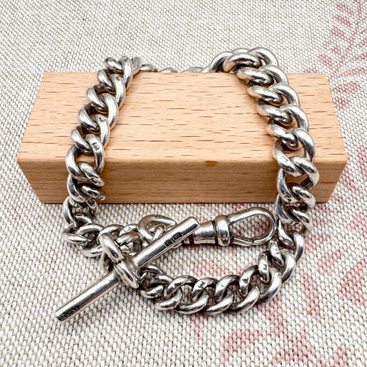 Antique sterling silver curb bracelet, hallmarked Birmingham 1919