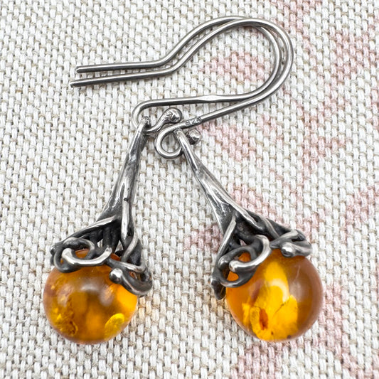 Vintage witchy amber drop earrings