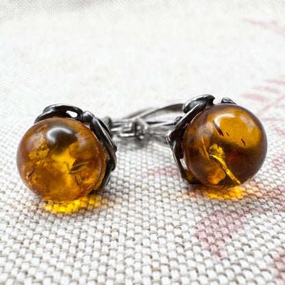 Vintage witchy amber drop earrings