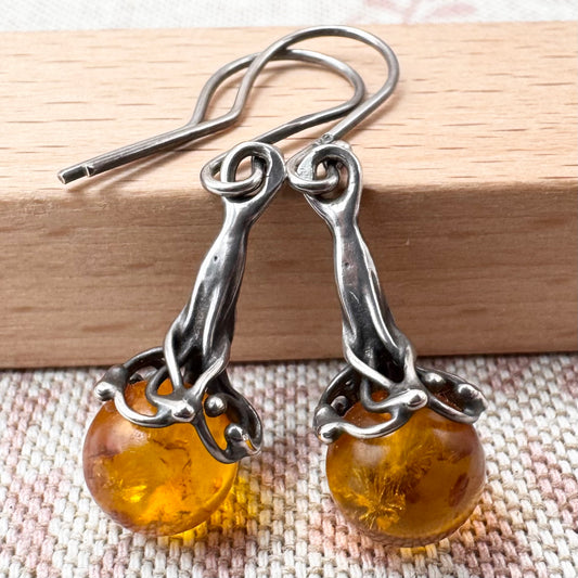 Vintage witchy amber drop earrings