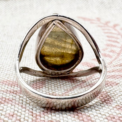 Silver Labradorite Ring, size M.5 (US 6.5)