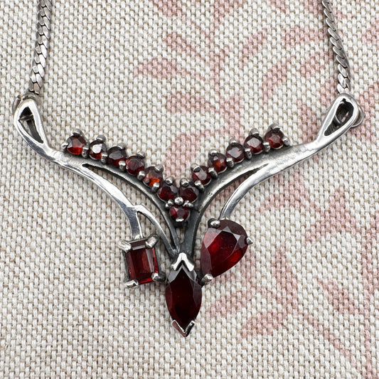 Vintage silver garnet necklace