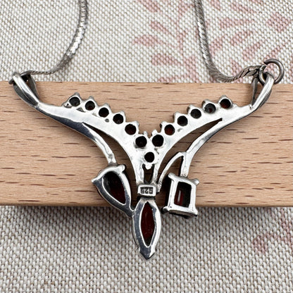 Vintage silver garnet necklace