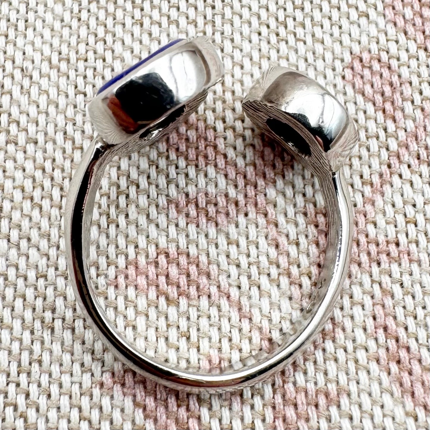 Silver triple 'evil eye' ring, size M (US 6) - adjustable