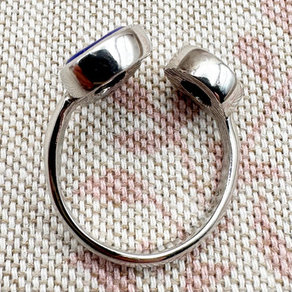 Silver triple 'evil eye' ring, size M (US 6) - adjustable