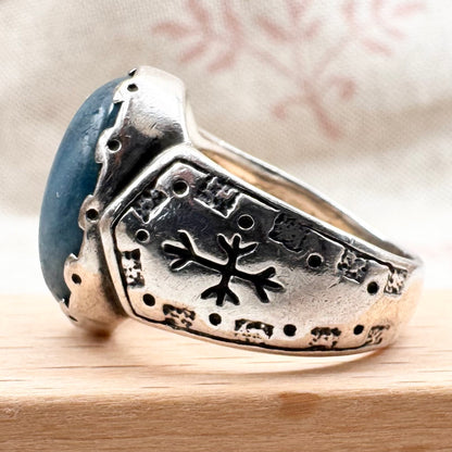 Carolyn Pollack silver and amazonite ring, hallmarked Birmingham 2010, size L (US 6)