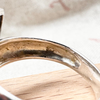 Silver geometric cube ring, size O.5 (US 7.5)