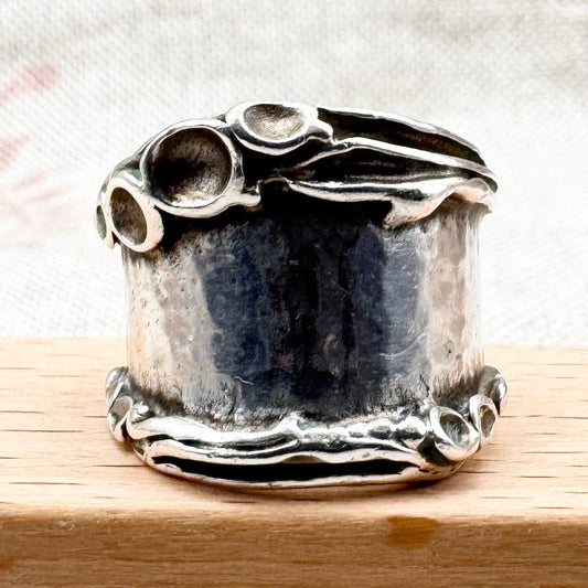 Silver organic sculptural band ring, size L (US 5.5)