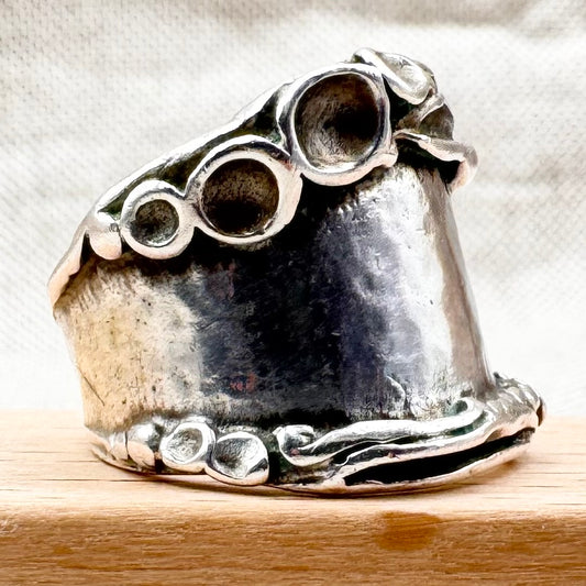 Silver organic sculptural band ring, size L (US 5.5)
